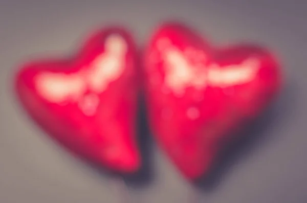 Valentine Day Concept Two Red Blurred Hearts Close — Stock Photo, Image
