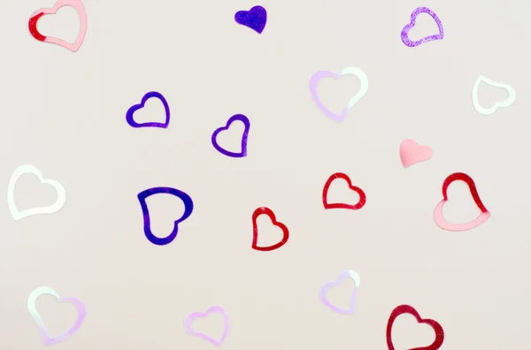Εορταστική Ρομαντικό Φόντο Των Καρδιών Των Διαφορετικών Χρωμάτων — Φωτογραφία Αρχείου