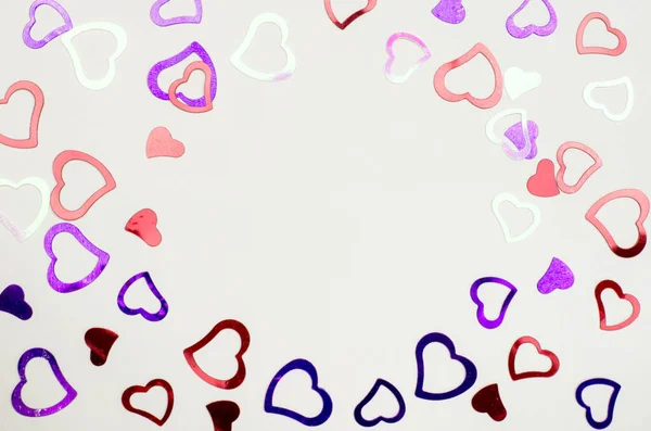 Valentine Day Background Place Text Hearts Beige Background — Stock Photo, Image