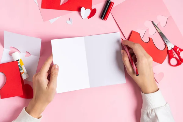 Tarjeta de felicitación DIY Valentine, maqueta — Foto de Stock