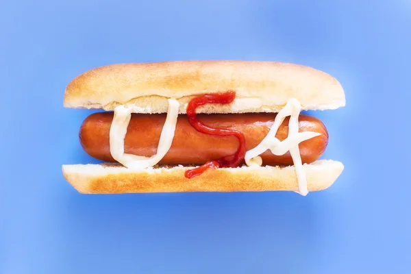ABD hot dog'mavi arka plan