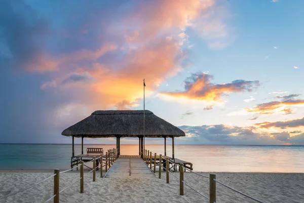 Pasarela Panorámica Sobre Océano Índico Amazing Flic Flac Beach Sunset — Foto de Stock