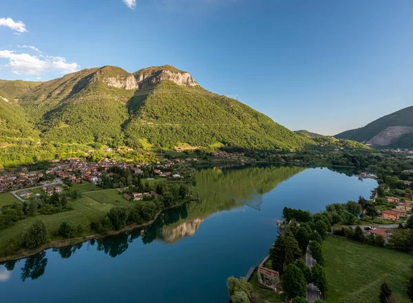 Panorama Endine Lake Lake Located Bergamo Cavallina Valley Italy Lombardy — Stock Photo, Image