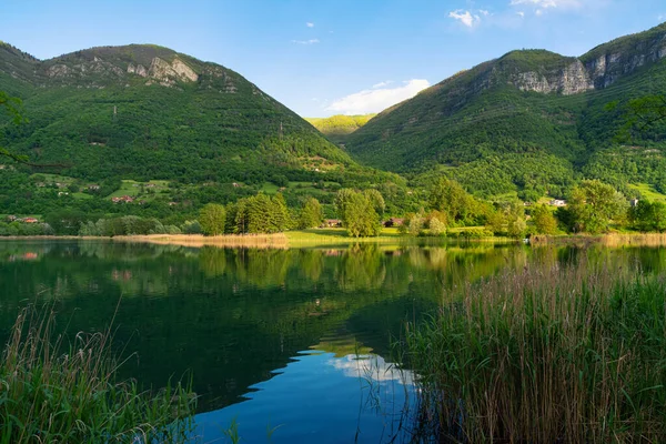 Panorama Endine Lake Lake Located Bergamo Cavallina Valley Italy Lombardy — Stock Photo, Image