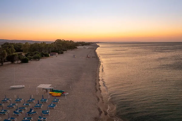 Vista Aérea Hermosa Salida Del Sol Del Mar Playa Paisaje — Foto de Stock