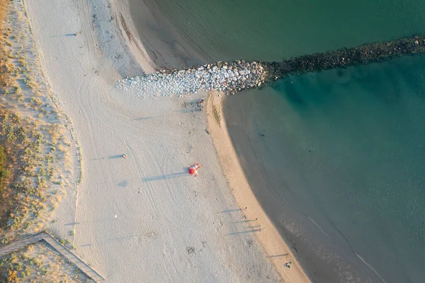 Birds View Drone Sandy Beaches Adriatic Sea Reef Adriatic Coast — Stock Photo, Image