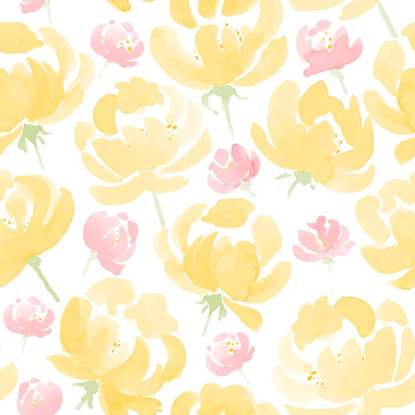 Peonies seamless fabric pattern — Stock Vector