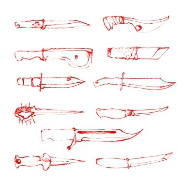 Elle çizilmiş mücadele kümesi bıçaklar