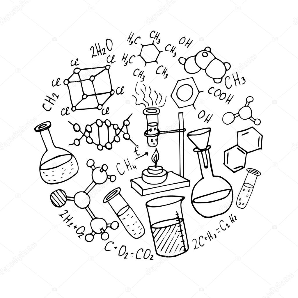 chemistry hand drawn doodles