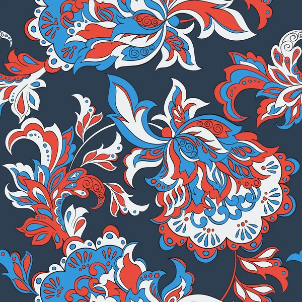 Folkloric flowers seamless pattern — Stock Vector