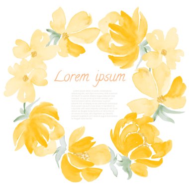 Suluboya çiçekli çerçeve