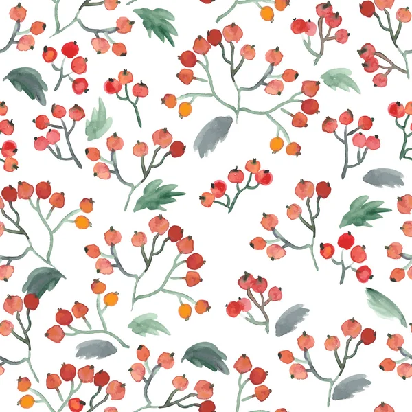 Watercolor berries seamless pattern. — Stock Vector