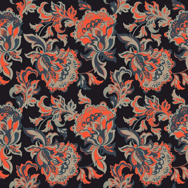 Ethnic floral seamless pattern. folkloric batik vector ornament. — Stock Vector