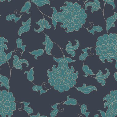 Etnik çiçekler pürüzsüz desen. Çiçek vektör arkaplanı