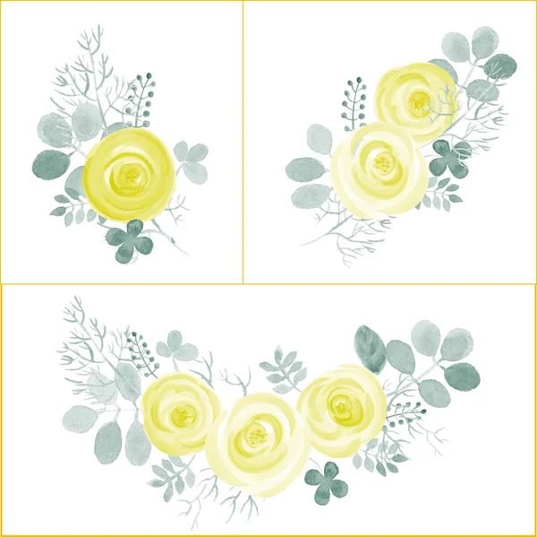 Hand Drawn cute Roses and Leaf composition for your design. — Stock Vector