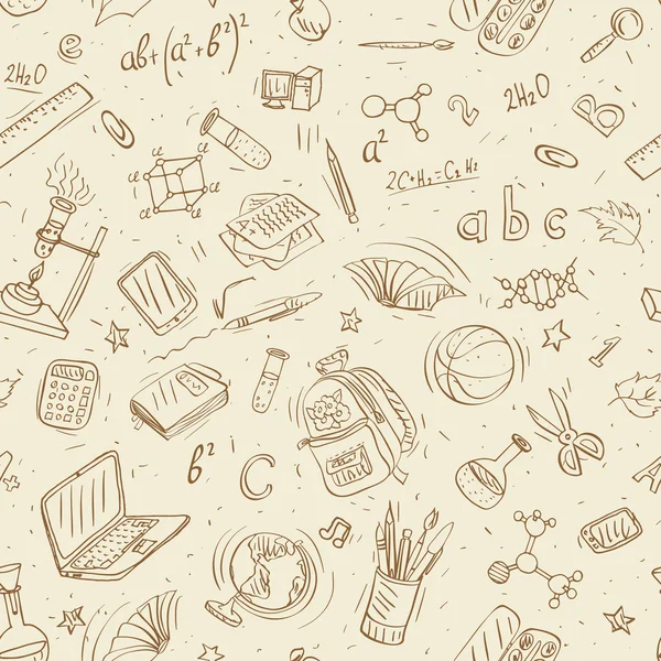 Back to school doodles seamless pattern — Stock Vector
