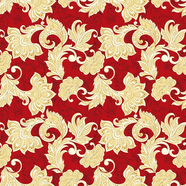 Patrón floral indio sin costuras en estilo batik — Vector de stock