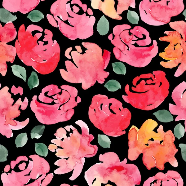 Padrão sem costura de rosas aquarela — Vetor de Stock