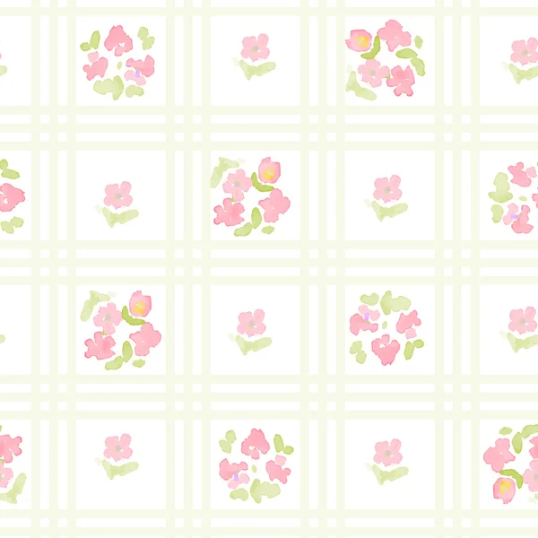 English floral pattern with cross stripes — Stock Vector