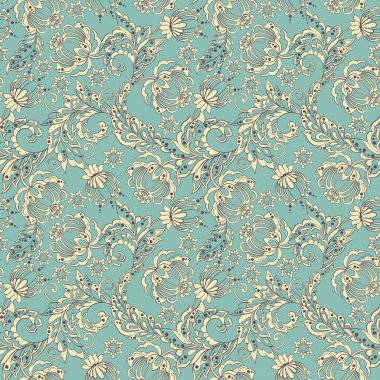 etnik çiçekler ile Seamless Modeli 