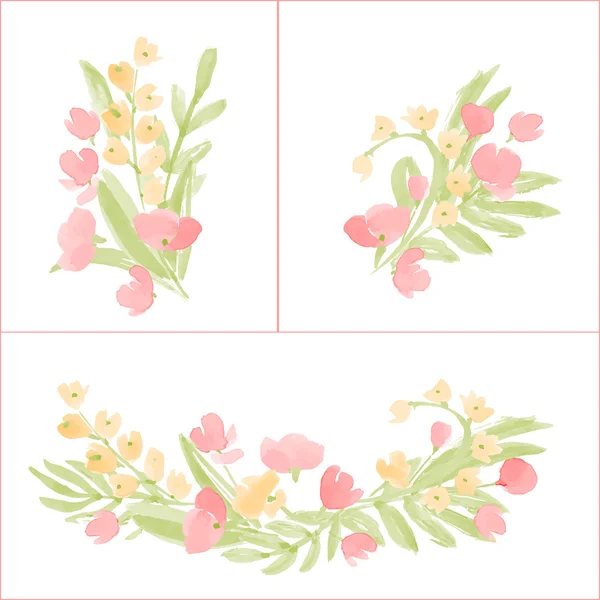 Composición de flores y hojas — Vector de stock