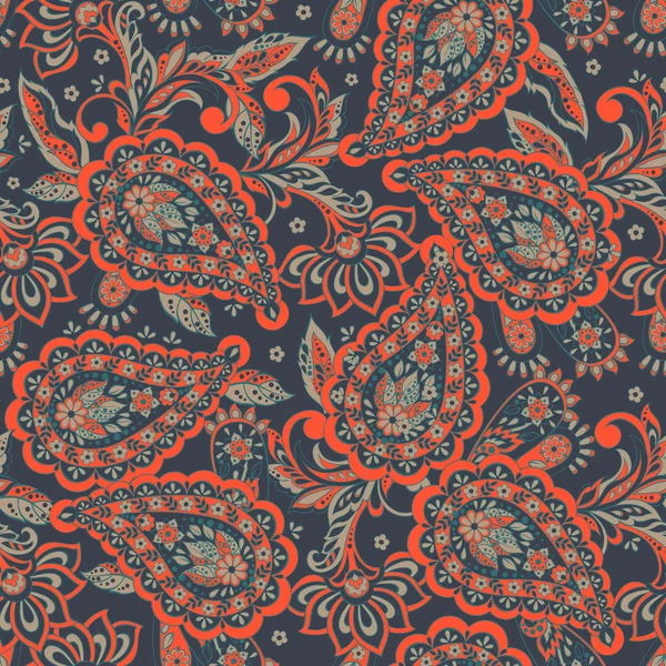 Patrón floral con ornamento paisley — Archivo Imágenes Vectoriales