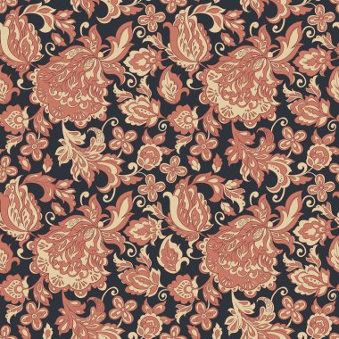 Etnik çiçek seamless modeli