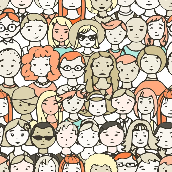 Seamless pattern of people faces