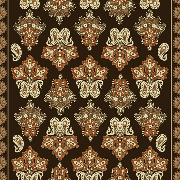 Nahtloses Muster Mit Ethnischen Blumen Vektor Floral Illustration Asiatischen Textilstil — Stockvektor