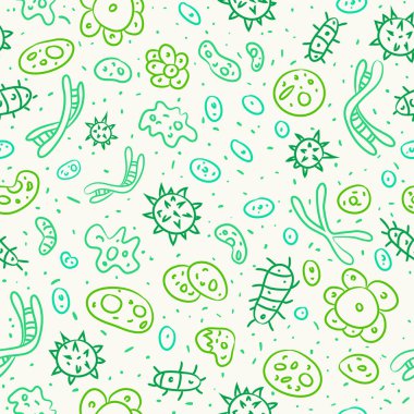 El yapımı dikişsiz bakteri deseni. Vektör illüstrasyonu