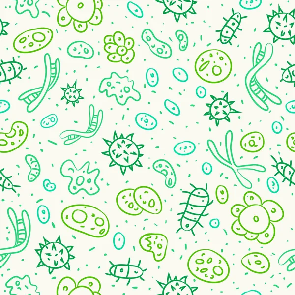 Hand Drawn Seamless Bacterium Pattern Vector Illustration — Stock Vector