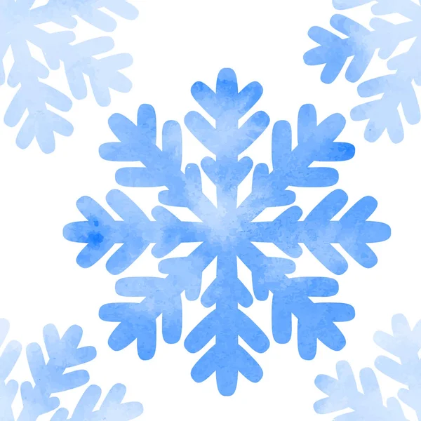 Watercolor Snowflakes Seamless Vector Pattern — Stock Vector