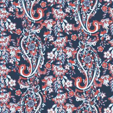 Çiçeksiz desenli desenli şal desenli süs. damasör vektör arkaplanı