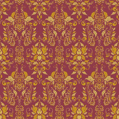 Kusursuz damaske arkaplanı. Vektör eski duvar kâğıdı