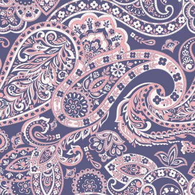 Paisley dikişsiz desen. damasör vektör arkaplanı