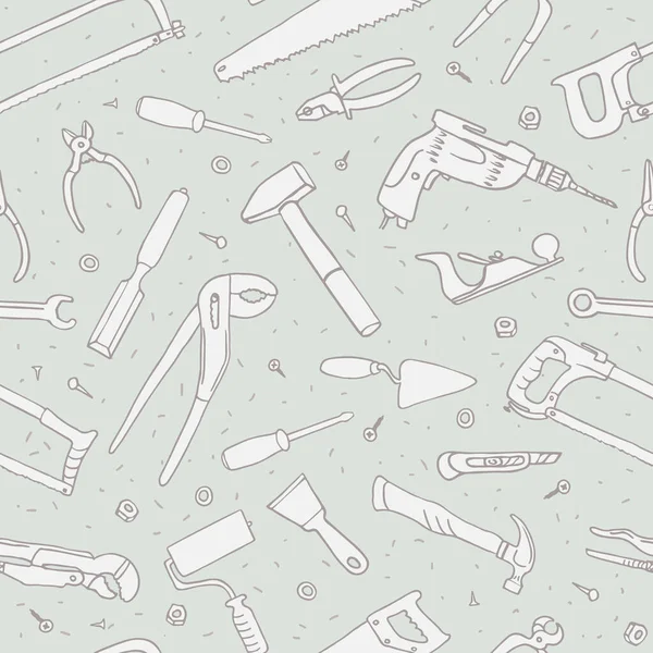 Hand Drawn Tools Seamless Vector Pattern — Stock Vector