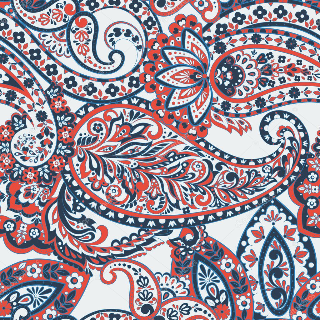 Seamless pattern with paisley ornament. Vector illustration