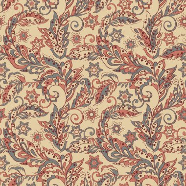 Hint usulü çiçeklerle kusursuz desen. Çiçek vektör arkaplanı