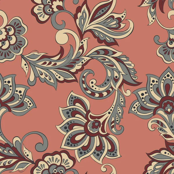 Patrón Sin Costura Floral Estilo Indio — Archivo Imágenes Vectoriales
