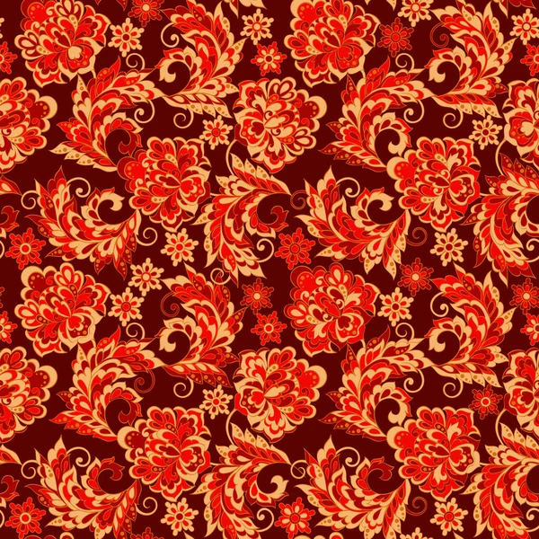 Ornamento Folclórico Vetor Batik Padrão Sem Emenda Floral Étnico — Vetor de Stock