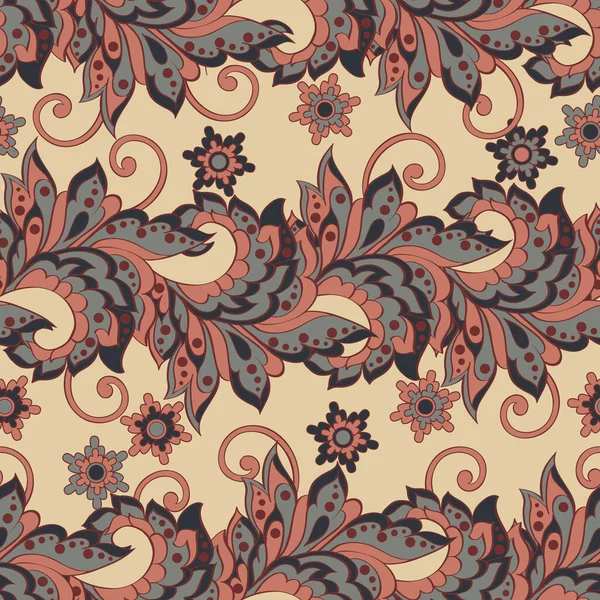 Цветы Дамасские Безшипучий Узор Цветочные Векторные Иллюстрации Текстиля — стоковый вектор