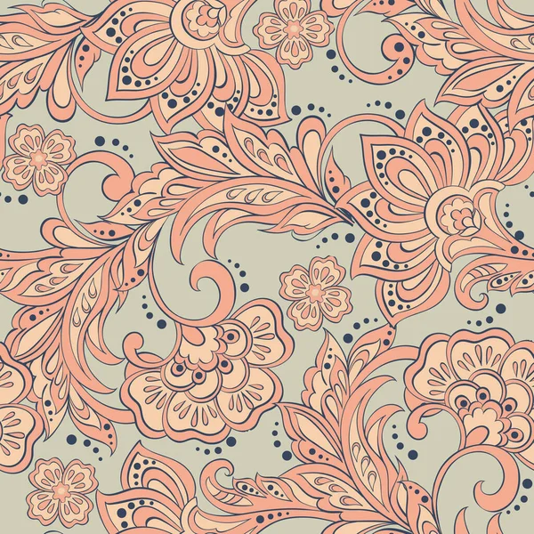 Floral Pattern Indian Batik Style — Stock Vector