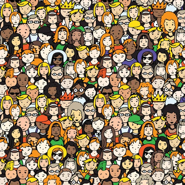 Patrón Sin Fisuras Multitud Personas Vector Ilustración Las Personas Dibujadas — Vector de stock
