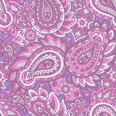 Paisley dikişsiz desen. Asya tekstil biçiminde vektör illüstrasyonu