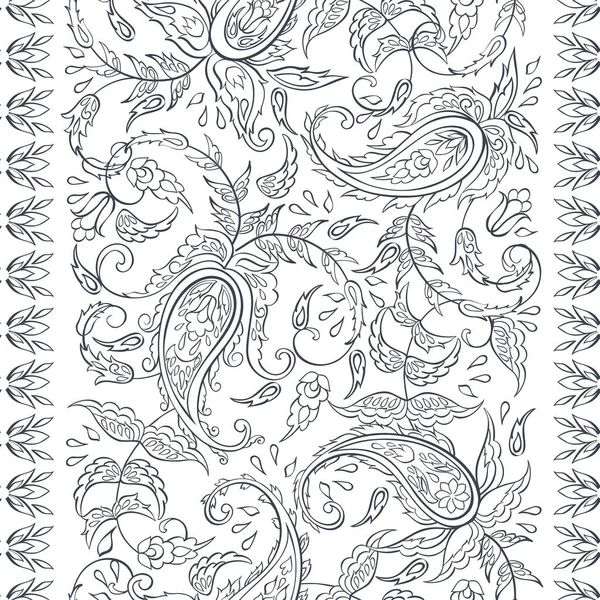 Seamless Asian Textile Background Paisley Pattern — Stock Vector