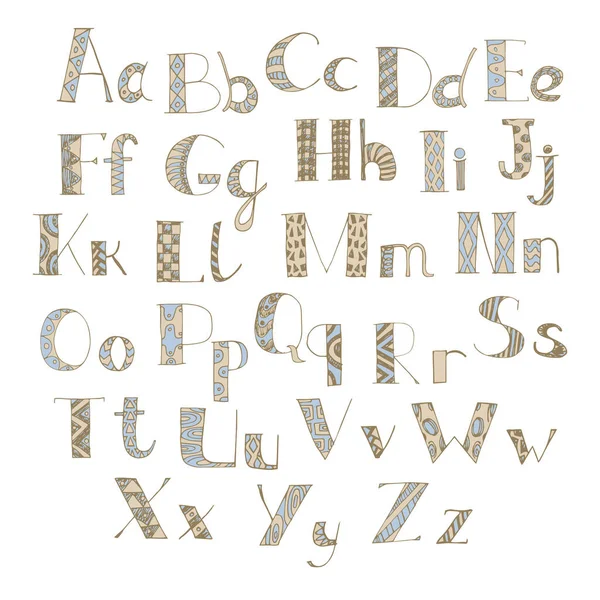 Litery Alfabetu Łacińskiego Ręcznie Rysowane Czcionki Doodle — Wektor stockowy
