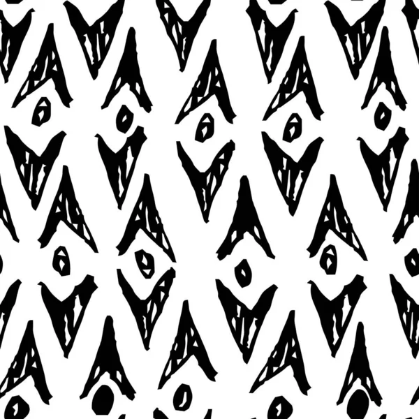 Patrón Sin Costura Vectorial Fondo Monocromo Dibujado Mano — Vector de stock