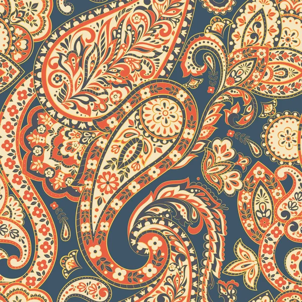 Paisley Modello Senza Soluzione Continuità Sfondo Vettoriale Damasco — Vettoriale Stock