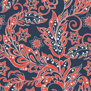 Hint tarzında kusursuz bir desen. Çiçek vektör illüstrasyonu