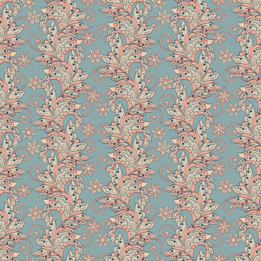 Hint Batik tarzında çiçek deseni. Kusursuz Vektör arkaplanı